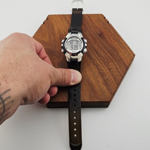 Marathon Unisex Sport Watch Digital Timer Stopwatch Silver Black Running Workout - Picture 4 of 6